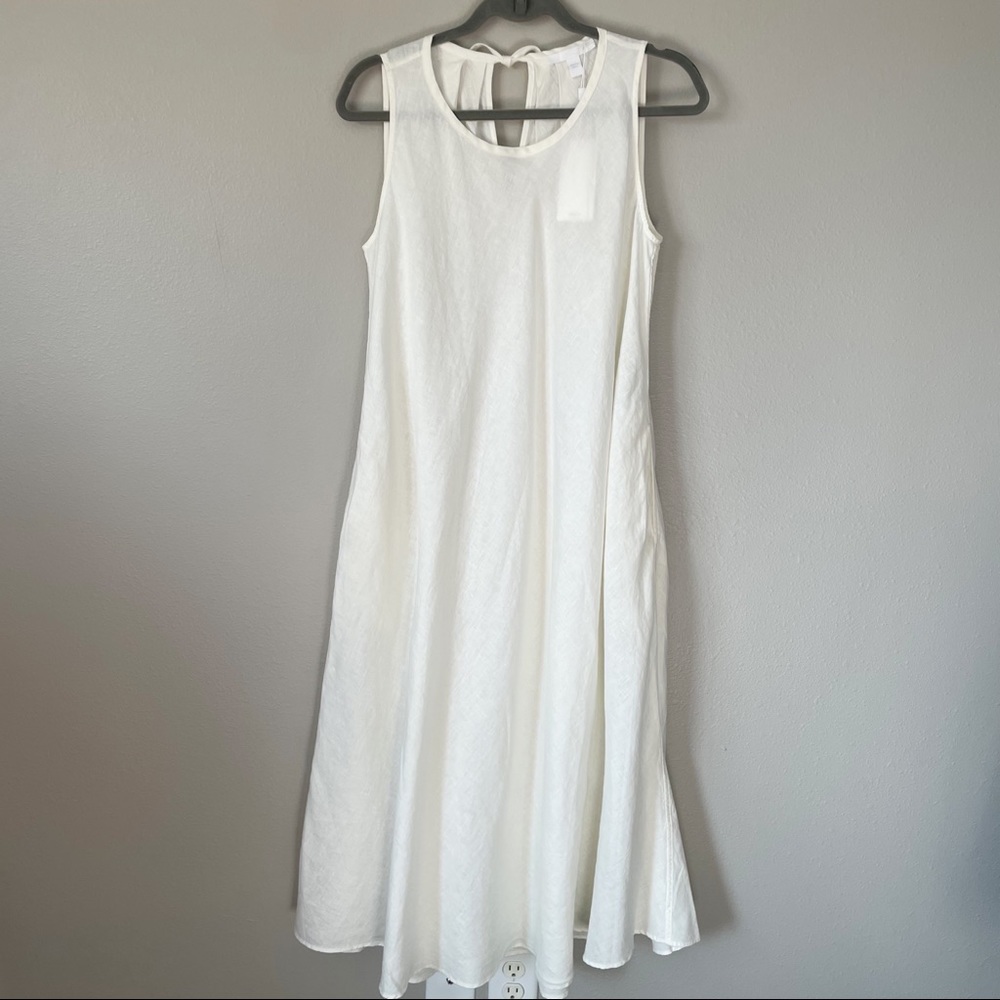 Hugo Boss White Sleeveless Midi Dress